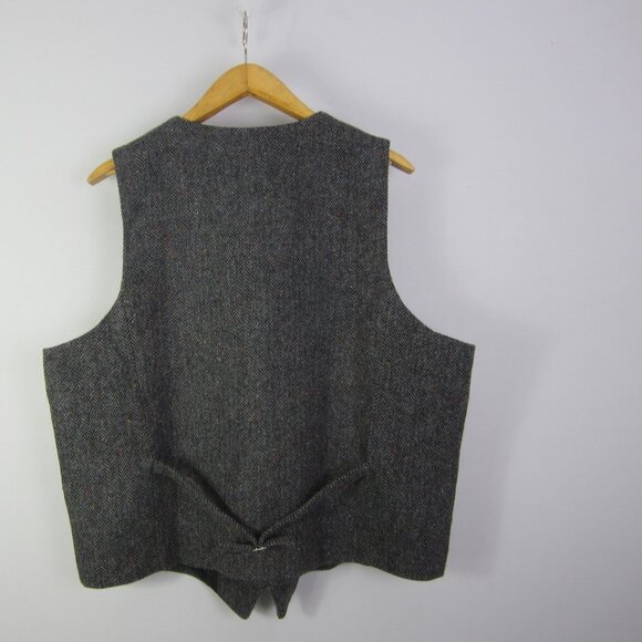 New Voboom Men XXL 2X Charcoal Gray Tweed Wool Herringbone Button Vest 50" Lined - Picture 9 of 12